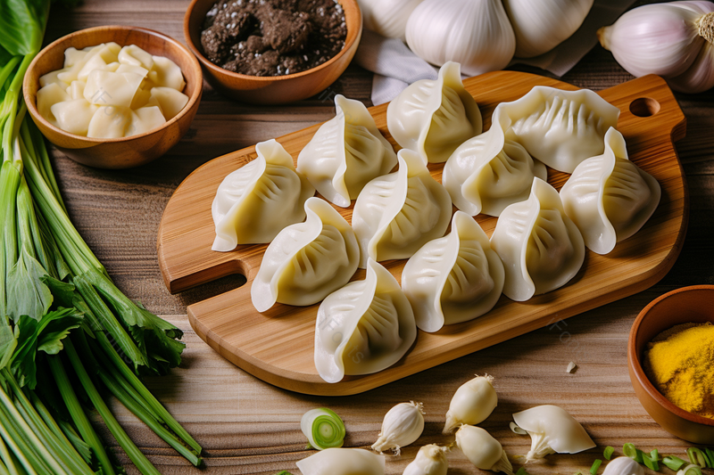 放在菜板上的饺子传统美食背景图,高清,摄影图,摄影图片,图片大全,摄影图免费下载